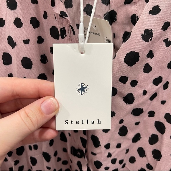 Stellah Printed Smocked Waist Mini Dress Flounce Hem Size Small - Picture 5 of 13